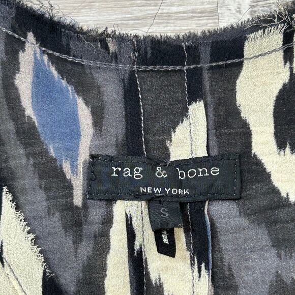 rag & bone Silk Tank Black Ikat Print Asymmetrical Hem Made in USA - Picture 8 of 8